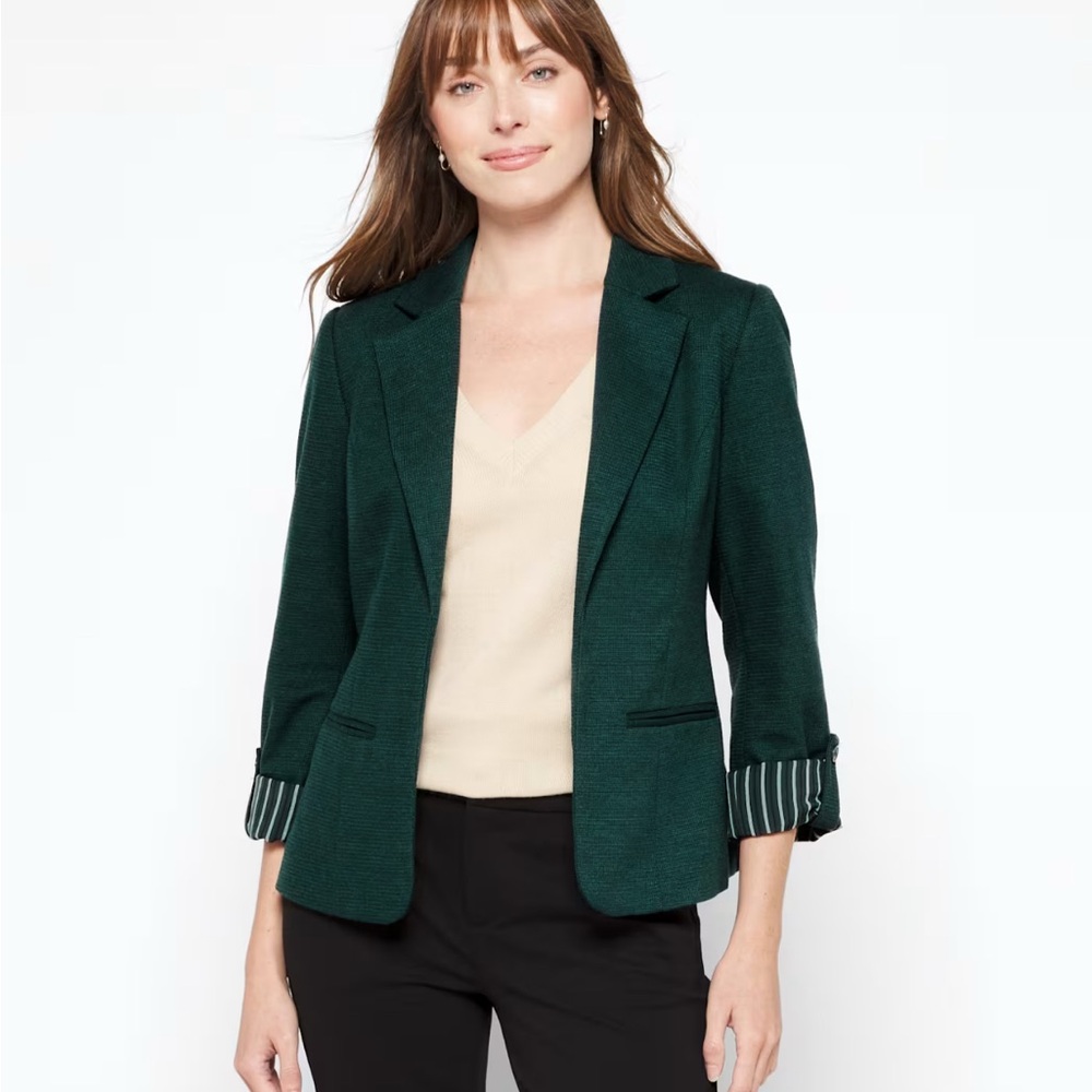 41 HAWTHORN FOREST GREEN NATALIE KNIT BLAZER NWT